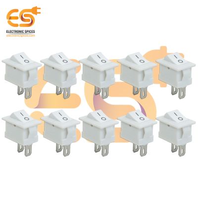 KCD11 3A 250V AC 2 pin SPST White Color Mini Plastic Rocker Switch Pack of 10